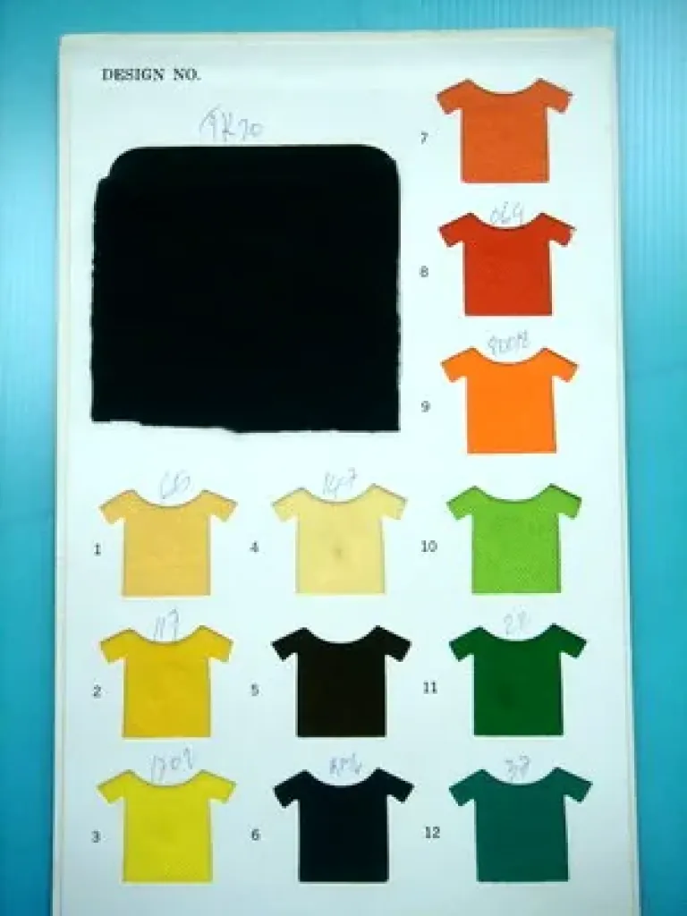 Polo shirt colour card